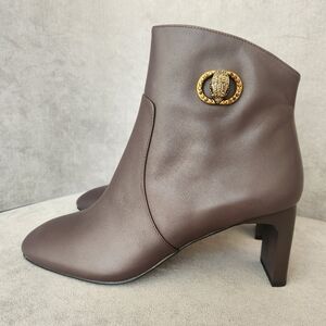 Kurt Geiger Heeled Booties 9 Mocha Mousse Leather Chelsea Square Toe New $235